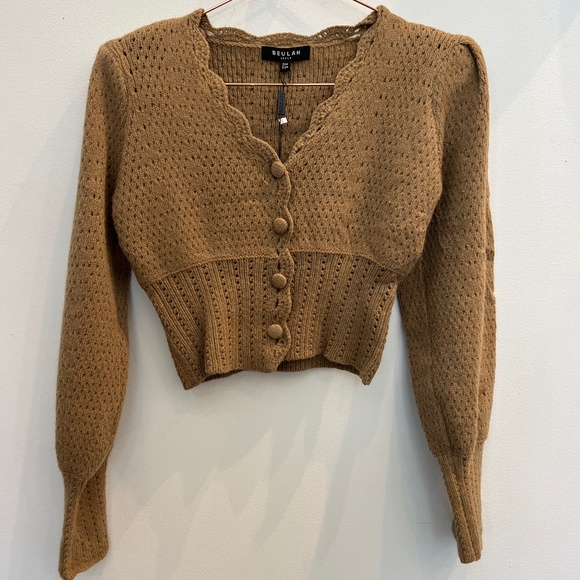 Beulah Style Camel Cropped Sweater - Picture 1 of 3